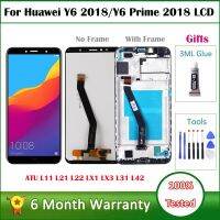 หน้าจอเหมาะสำหรับ Huawei Y6 2018สัมผัสหน้าจอ LCD ประกอบ Digitizer พร้อมกรอบสำหรับ Y6นายก2018 L11 L21 L22 LX3 L31 L42 Lcds