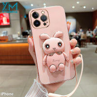 YiaMia เคสโทรศัพท์แฟชั่นสำหรับ iPhone 15 14 13 12 11 Pro Max 15 Ultra 15 14 Plus 13 12 Mini XS Max XR XS X 8 7 6 Plus SE 2020เคสกระต่ายชุบโลหะด้วยไฟฟ้าสุดหรูเคสมือจับสำหรับโทรศัพท์มือถือซิลิโคนนิ่มป้องกันกล้องตกฝาครอบโทรศัพท์ป้องกัน