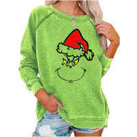 Christmas Green Fur Monster Hoodie เสื้อแขนยาวผู้หญิง Pullover การพิมพ์ดิจิตอลเสื้อกันหนาวหญิง Pure Green Top Clothes