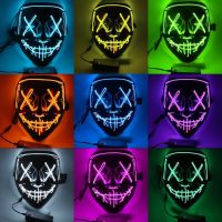 Amazon hot sale หน้ากากคริสต์มาส led glow black v for vendetta mask ghost step dance cold light