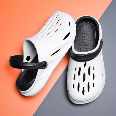 Crocs men summer wear non-slip soft-soled overhead sandals casual comfort lazy half-drag beach shoes
