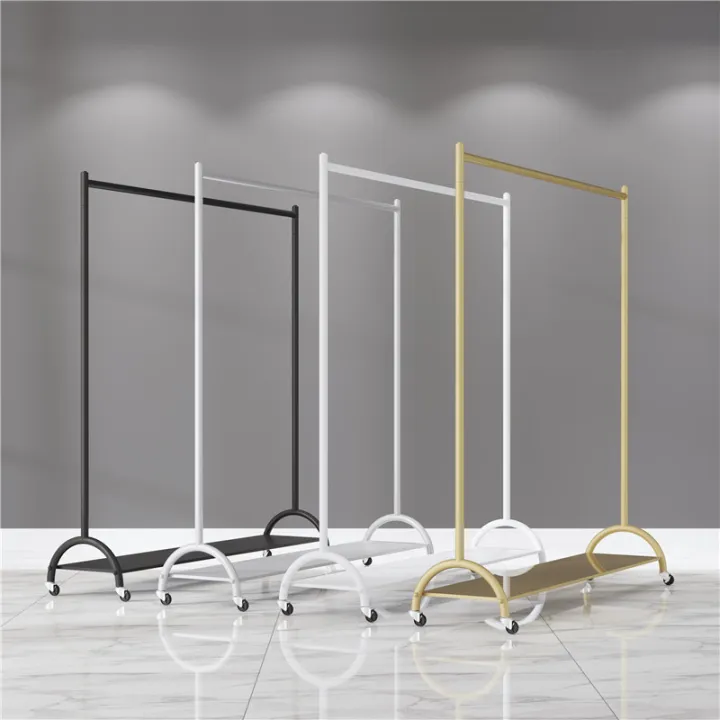 Golden clothes hanger floortofloor bedroom clothes rack singlepole folding indoor clothes
