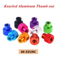 1-10Pcs 6#-32UNC Through Hole Aluminum Frame Hand Tighten Flange Nuts Step Knurled Thumb Nut Coarse Thread Anodized Colourful Nails  Screws Fasteners