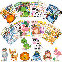 100 SheetsPack Make-a-Face Stickers Puzzle Games Kids DIY Animals Assemble Sticker for Baby Recognition Jigsaw Educational Toys