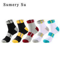 Sports Socks Men Running Outdoor Athletic Cycling Jogging Cotton Colorful Stripe Summer Short Sock Travel Casual 5 Colors