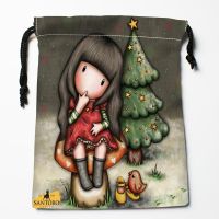 Custom Santoro Gorjuss Drawstring Bags Festive Accessories 18X22CM Satin Fabric Resuable Storage Clothes Bag Tarot Bag 0214