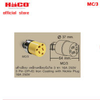 HACO เต้ารับเหล็กนิเกิลต่อกลาง รุ่น MC/3