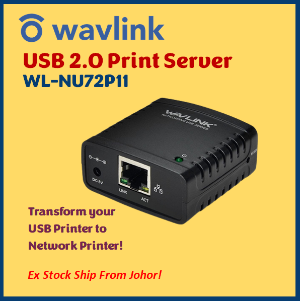 WAVLINK USB Print Server Network Print Server NU72P11 WLNU72P11