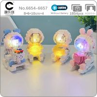 CLC Space Astronaut Rocking Horse Moon Star Rabbit Bear Pet Doll LED Light Model Mini Diamond Blocks Bricks Building Toy no Box