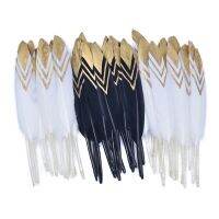 10Pcs/Lot Gold Dipped Feathers for Crafts Needlework Catcher Feather Handicraft Accessories