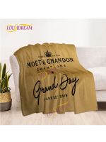 Creative Champagne Moet &amp; Chandon Collection Extra Soft Flannel Fluffy Champagne &amp; Rose Home Office Casual Multipurpose Blanket.