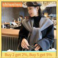 SHIWEIWU2558285 หนาขึ้น ผ้าคลุมไหล่ถักมีฮู้ด ทอธรรมดา สีทึบทึบ ผ้าพันคอเก็บความอบอุ่น ของใหม่ ผ้าขนสัตว์ขนแกะ หมวกอุ่นๆ ฤดูหนาวในฤดูหนาว