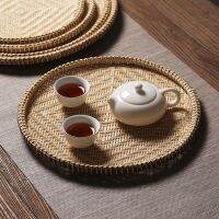 【YF】 Hand-woven Sieve Hand-painted Raft Round Dustpan Fruit Bread Basket Storage Tray