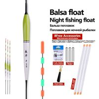 ❇┅❈ 3PCS Electric Fishing Floats 3 CR425 3 Float Tubes Luminous Buoy Lake River Balsa Wood Fishing Floats Vertical Buoy Tools Tackle