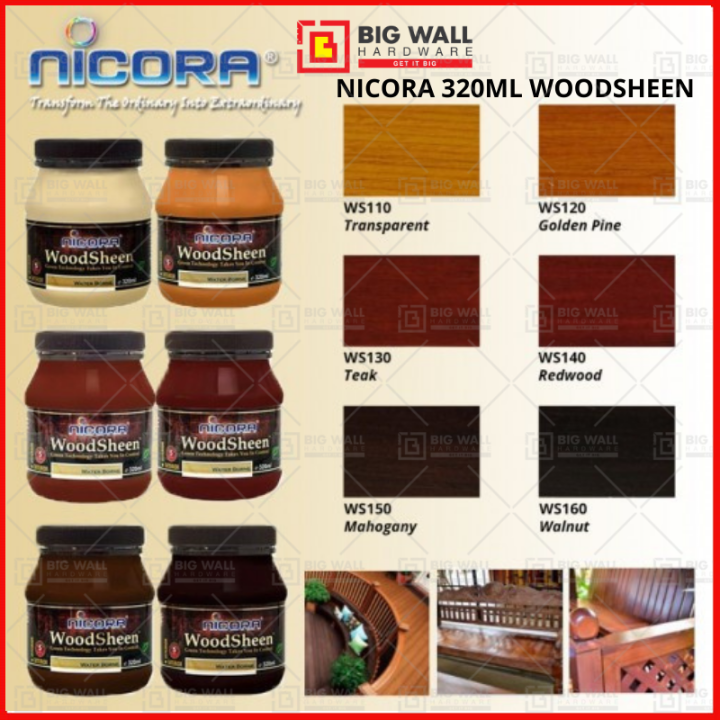 NICORA Woodsheen 320ml *Water Based Varnish Wood Paint *Wood Painting