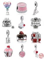 ﺴ New 925 Sterling Silver hot air balloon Charms happy birthday Beads Cake Dangle Fit Original Pandora Bracelet DIY Women Pendant