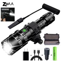 65000LM Professional LED Flashlight for Hunting Tactical Night Scout Lights Set L2 Fish Light USB Rechargeable Waterproof Torch Adhesives  Tape