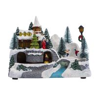 Christmas Snow House Village LED Light Luminous Ornament Figurine Christmas Decorations Crafts Xmas Decor