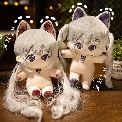 20Cm Kawaii Anime Girls Lucky Twins Animal Beast Ears Cosplay Plush Stuffed Dolls Body With Skeleton Soft Plushie Toys Doll Gift