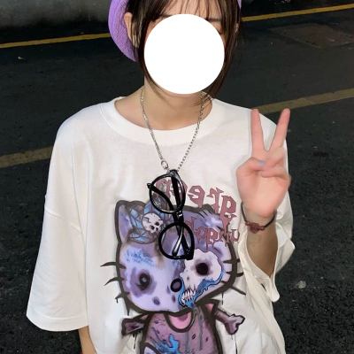 Fernan Skeleton Gothic Tops Emo Anime T-shirt Oversized Streetwear Harajuku Fairy Grunge Graphic Tee Helloween Egirl Alt Clothes