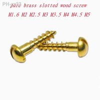 10-20Pcs M2 M3 M4 M4 M5 M6 Solid Brass Round Head Wood Screws Slotted Drive Self Tapping Wood Screws Fully Threaded Fastener