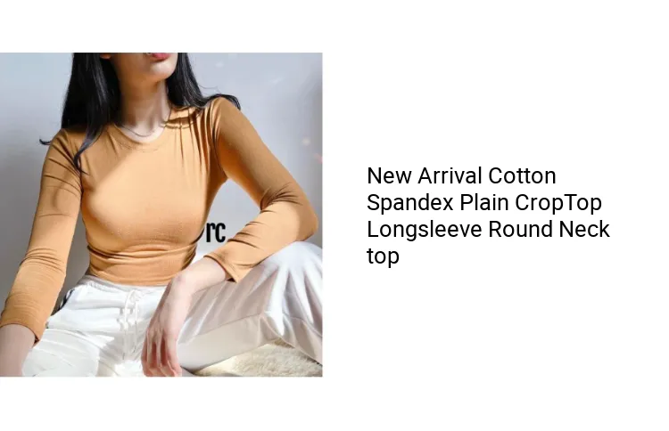 New Arrival Cotton Spandex Plain CropTop Longsleeve Round Neck top