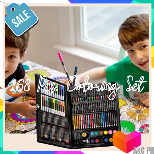 168pcs Mega Art Coloring Set Painting Set Color Set Water Color Pen Crayon  Drawing Set for Children Gifts Tools Kit