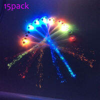 15 Pack LED Color Changing Fiber Optic Hair Lights Barrettes Light Up Birthday Party Nightclub Favors Glow Toys Supplies