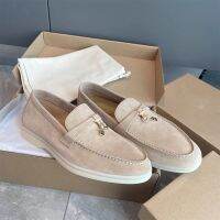 ♗☽ Slip-on LP loafers หนังผู้หญิงรองเท้าไม่มีส้นแบนย้อนยุครองเท้าเดียวอังกฤษขนาดบวกรองเท้าหนังขนาดเล็ก Doudou ของผู้หญิง