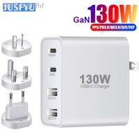 Hjghfhf 130W เครื่องชาร์จติดผนัง GaN 4พอร์ต USB 100W PPS 30W ชาร์จ QC3.0สำหรับ MacBook Pro/air ที่ชาร์จยูเอสบีipad iPhone 14/13/12