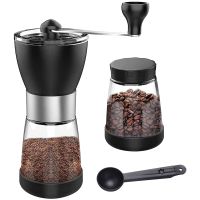 Hand Held Coffee Grinder with Brushl,Adjustable Coarseness Spice Grinder,Crank Ceramic Grinders for Home,Office