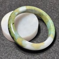 (J82) กำไลหยก พม่าแท้ Jadeite Type A 100% ไซส์ 55.8 mm. หยกสีธรรมชาติ ไม่ผ่านการปรับปรุงใดๆทั้งสิ้น