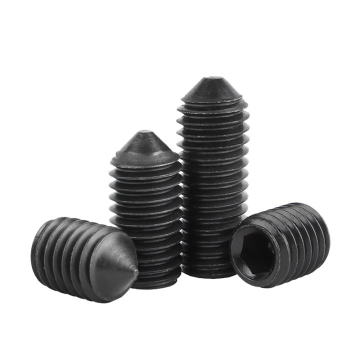 cw-5-10-20-50pcs-grade-12-9-hexagon-socket-cone-grub-set-screw-carbon-tapered-end-bolts