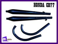 #ท่อไอเสียครบชุดพร้อมคอท่อสีดำ // Honda SuperHawk​ 250 305 CB77 CB72 Exhaust Muffler + Head Pipe Set BM Style Super Black