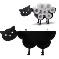 Black Cat Toilet Roll Holder Paper Bathroom Iron Storage Free-Standing Crafts Ornaments Roll Paper Towel Holder Toilet Roll Holders