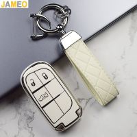 hgjmgkkk Silver Edge TPU Car Key Case Full Cover for Fiat Jeep for Dodge Ram 1500 Journey Charger Dart Challenger Durango Accessories