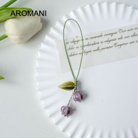 Aromani【พร้อมแล้ว!】สายคล้องดอกทิวลิปน่ารักสำหรับ IPhone/Samsung/Huawei เคสโทรศัพท์มือถือโซ่พวงกุญแจรถยนต์ฝาหูฟังแขวน