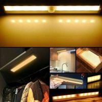 10 LED Motion Sensor Closet Light Home Wireless Night Under Cabinet Battery Powered Warm/White Light