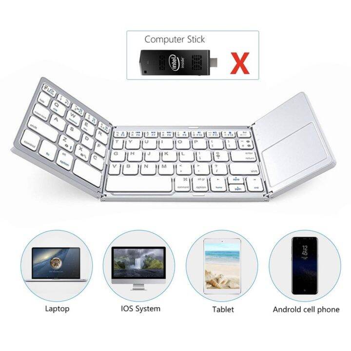 พร้อมส่ง-คีย์บอร์ดไร้สาย-keyboard-bluetooth-แบบพกพาพับได้-touch-padในตัว-นำ้หนักเบา-สกรีนแป้นพิมพ์-th-en