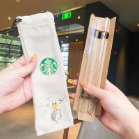 2022 Star-Bucks ชุดหลอดดูดน้ำ1*ถุงผ้า1 * แปรงทำความสะอาดหลอด23ซม. หลอดนำมาใช้ใหม่ได้