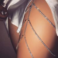 Rhinestones Leg Thigh Chain Summer Sexy Crystal Body Chain Beach Harness Shiny Link for Women Girls Layers Chains Jewelry Gifts