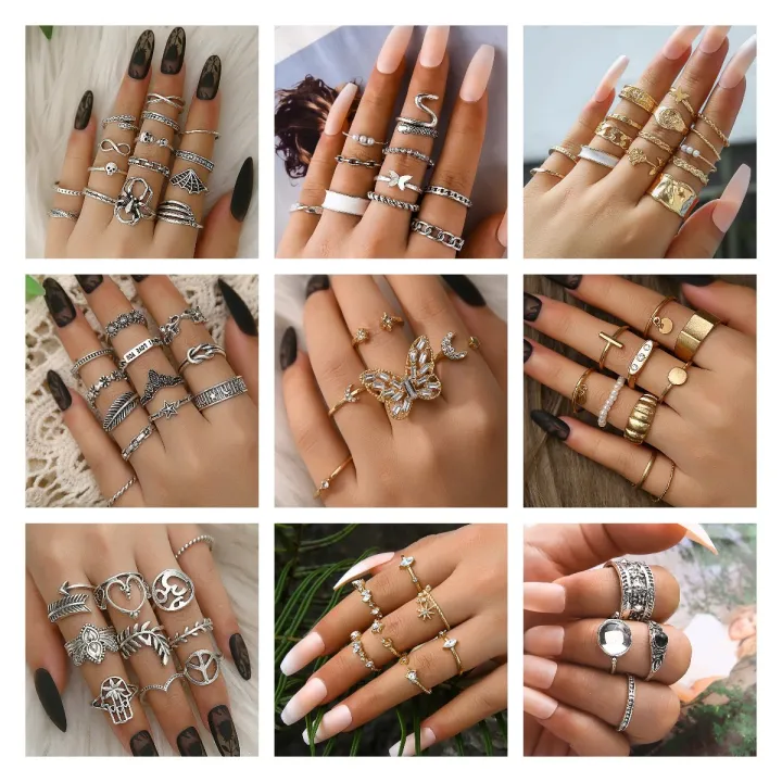 【sanheZ】 European and American Rings Fashion Retro Simple Finger Rings ...