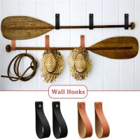 Leather Curtain Rod Holder PU Loop Strap Wall Hooks for Hanging Towel Tapestry Canoe Paddle Boho Farmhouse Style Hanger