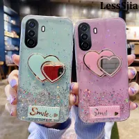 เคสมือถือสำหรับ Huawei Nova Y70 Y71 ฝาหลังกลิตเตอร์นุ่มใสจะรักกระจกแต่งหน้าดาวดวงจันทร์สำหรับเคสใส่โทรศัพท์ Huawei Nova Y71