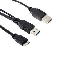 Dual USB 3.0 Type A to Micro-B USB Y Shape High Speed Cable for External Hard Drive Data Sync Charging 20J27