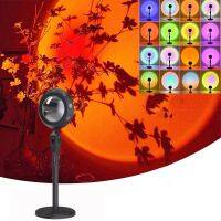 Rainbow Sunset Projector 16 Colors Atmosphere LED Night Light Coffe Shop Background Wall Decoration Colorful Lamp Adjustable