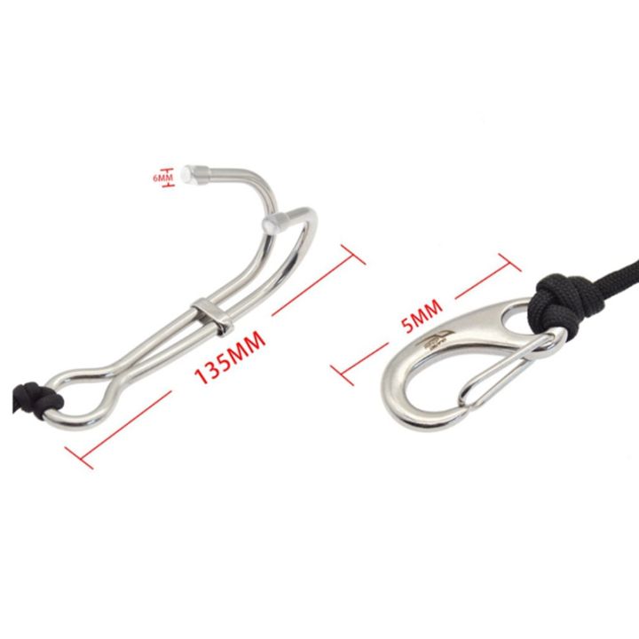 3x-keep-diving-scuba-diving-double-dual-stainless-steel-reef-drift-hook-with-line-and-clips-hook-black