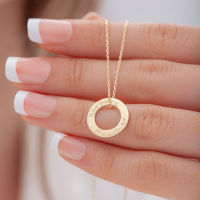 Customize Circle Ring Engraving Name Custom Necklace Charm Lady Party Clavicle Chain Nameplate Collar Jewelry Mothers Day Gift