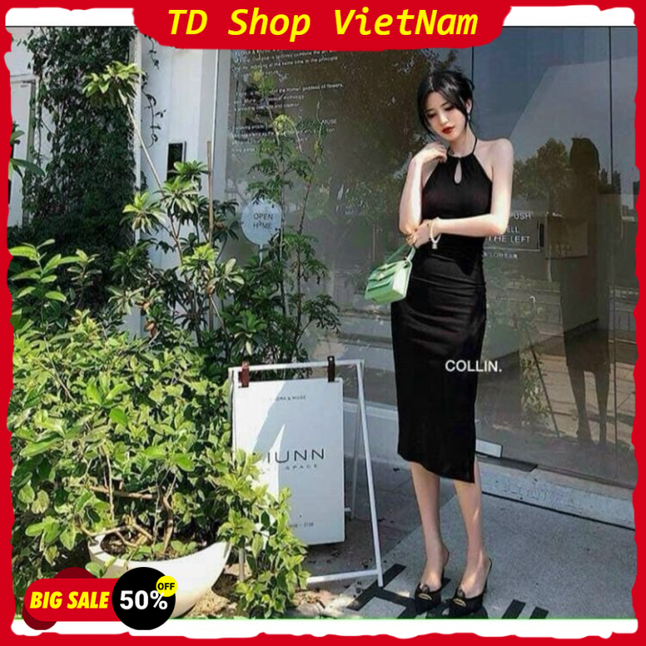 Vouccher 50k - FreeShips] Đầm thun body hở lưng dáng dài, đầm thun ...