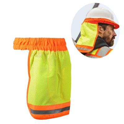 【CC】Safety Hard Hat Helmet Neck Cover Sun Protector Reflective Stripe Neon High Visibility Elastic Breathable Mesh Shield